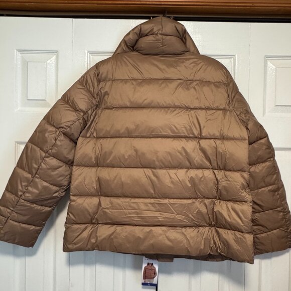 Tahari Ladies' Asymmetrical Puffer Jacket, Tan NEW WITH TAGS - Picture 7 of 9